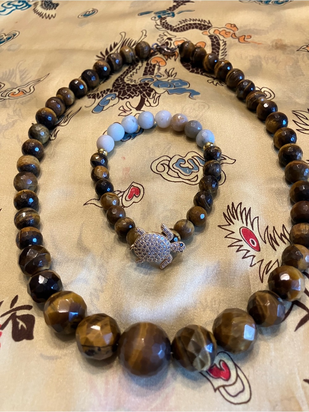 TIGER EYE FACETED AND GRADUATED STONES 18” FACETED MATCHED BRACELET